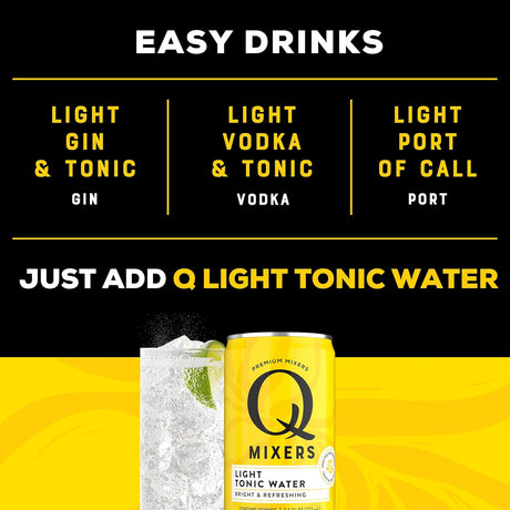 Q Drinks Tonic Water Light - 4/7.5 Fl oz - Case of 6