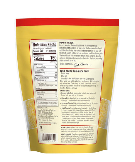 Bob's Red Mill Gluten-Free Corn Grits Polenta, 4-Pack (24 Oz. Each)