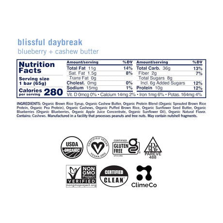 Gomacro Organic Blueberry Cashew Butter Bars (Pack of 12) - 2.3 Oz. nf