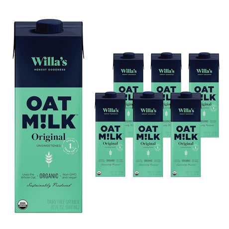 Willa's USDA Organic Unsweetened Original Oat Milk 6-Pack, 32 fl. oz. - Cozy Farm 