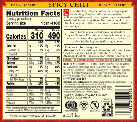 Amy's Organic Spicy Chili Variety Pack, 12 x 14.7 Oz.