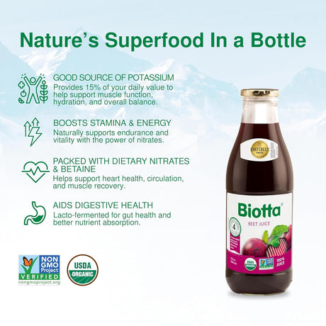 Biotta Organic Beet Juice, 32 fl oz, Pack of 6