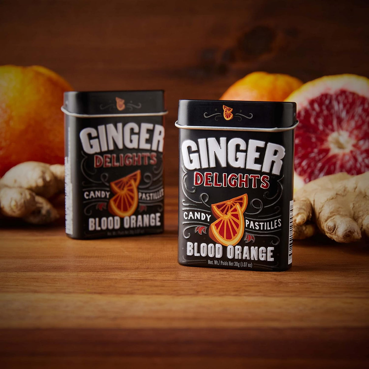 Ginger Delights Ginger Mint Blood Orange, 1.07 oz Tins, Case of 12