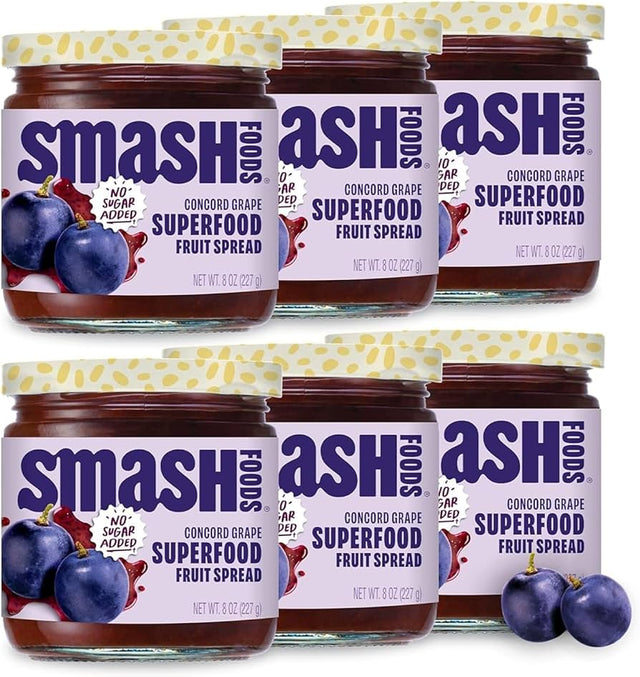 Smash Foods - Concord Grape Jam, 8 oz (Pack of 6) - GMO Free