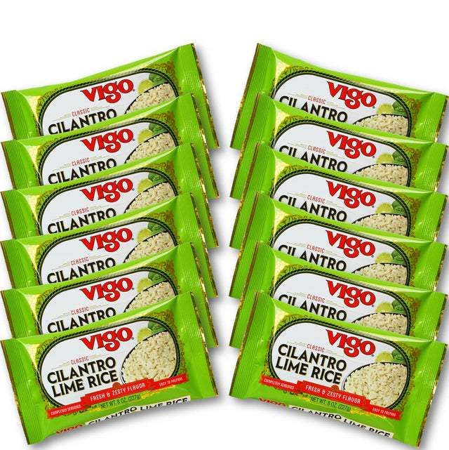 Multiple packages of Vigo Cilantro Lime Rice on a white background