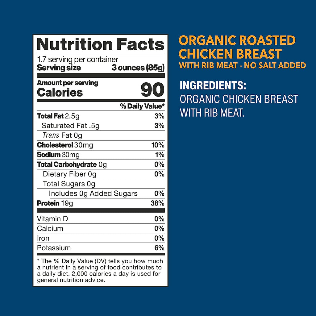 Wild Planet Organic Roasted Chicken Breast (Pack of 12) - No Salt Added - 5 Oz. - Cozy Farm 