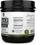 Black container of Amazing Herbs Black Seed with label on a white background