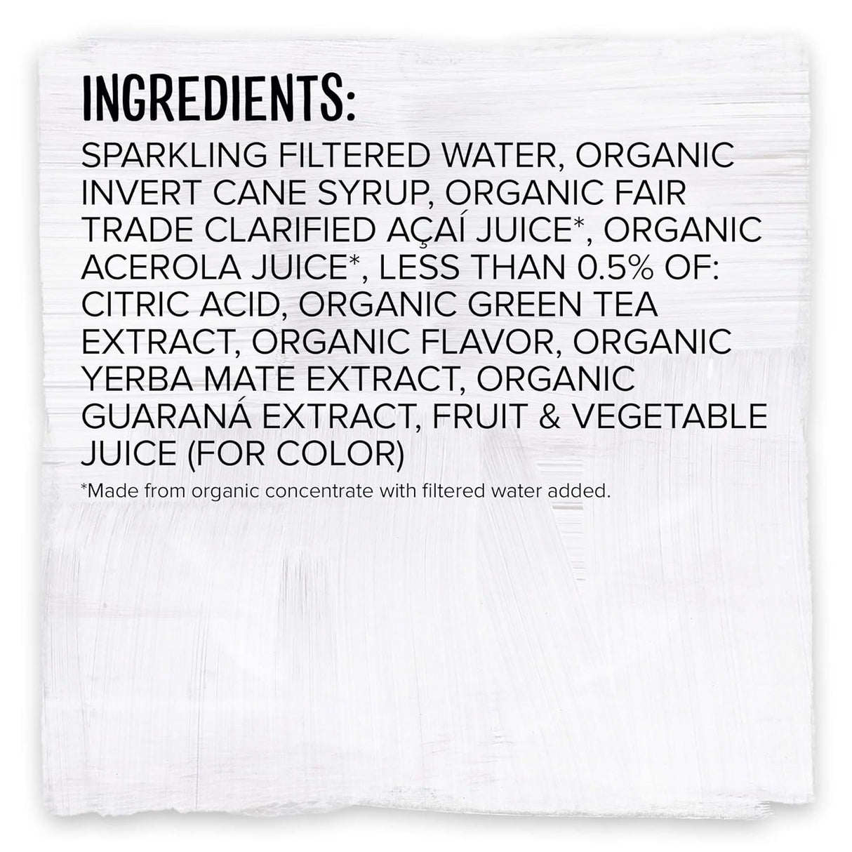 List of ingredients on a white background