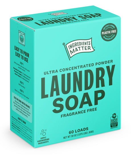 Ingredients Matters Laundry Soap, Fragrance-Free Powder, 30 oz (Pack of 8) - Gentle Fabric Cleaner