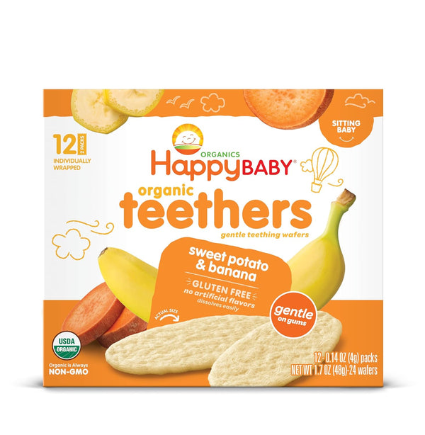 Happy Baby Organic Gentle Teethers, Banana and Sweet Potato, 1.7 oz., Case of 6