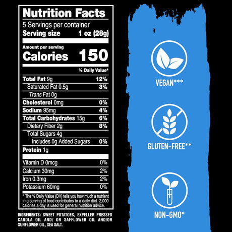 Terra Sweet Potato Chips, Sea Salt, 5 oz Bag, Case of 12