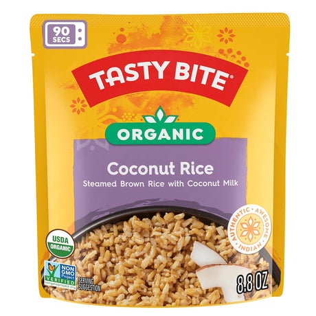Tasty Bite Coconut Rice, Authentic Indian, Pack of 6, 8.8 oz Pouches