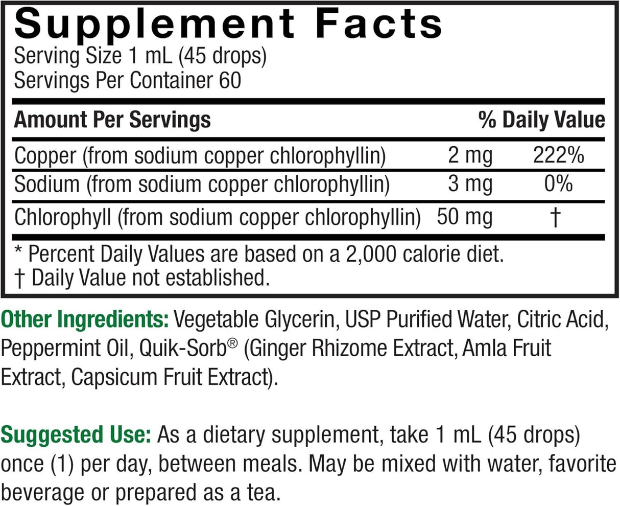Nature's Answer Chlorophyll Drops: Liquid Concentrate for Enhanced Energy and Detoxification (2 Fl Oz)