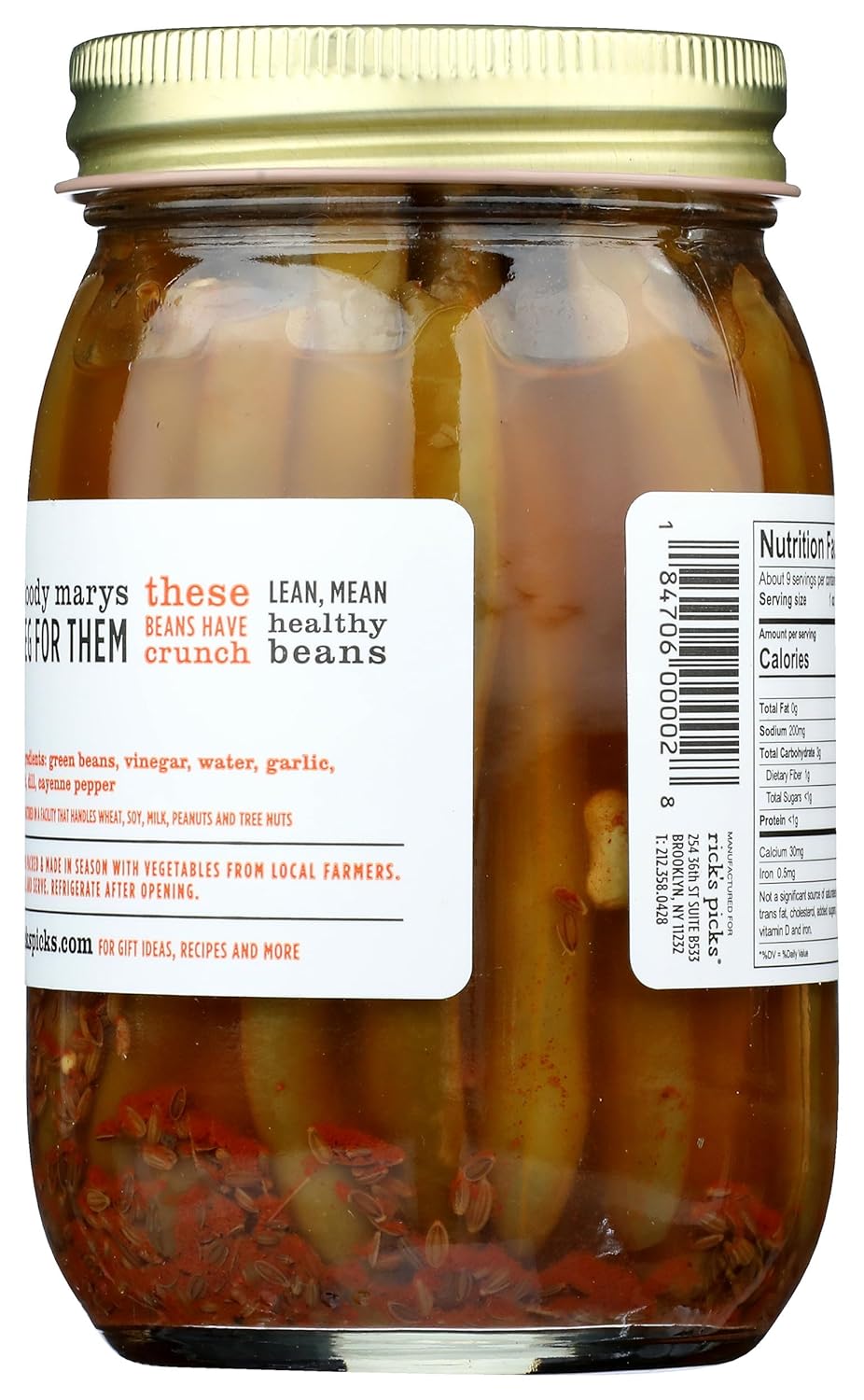 Rick's Picks Mean Beans Pickled Green Beans, 19 oz, Case of 6
