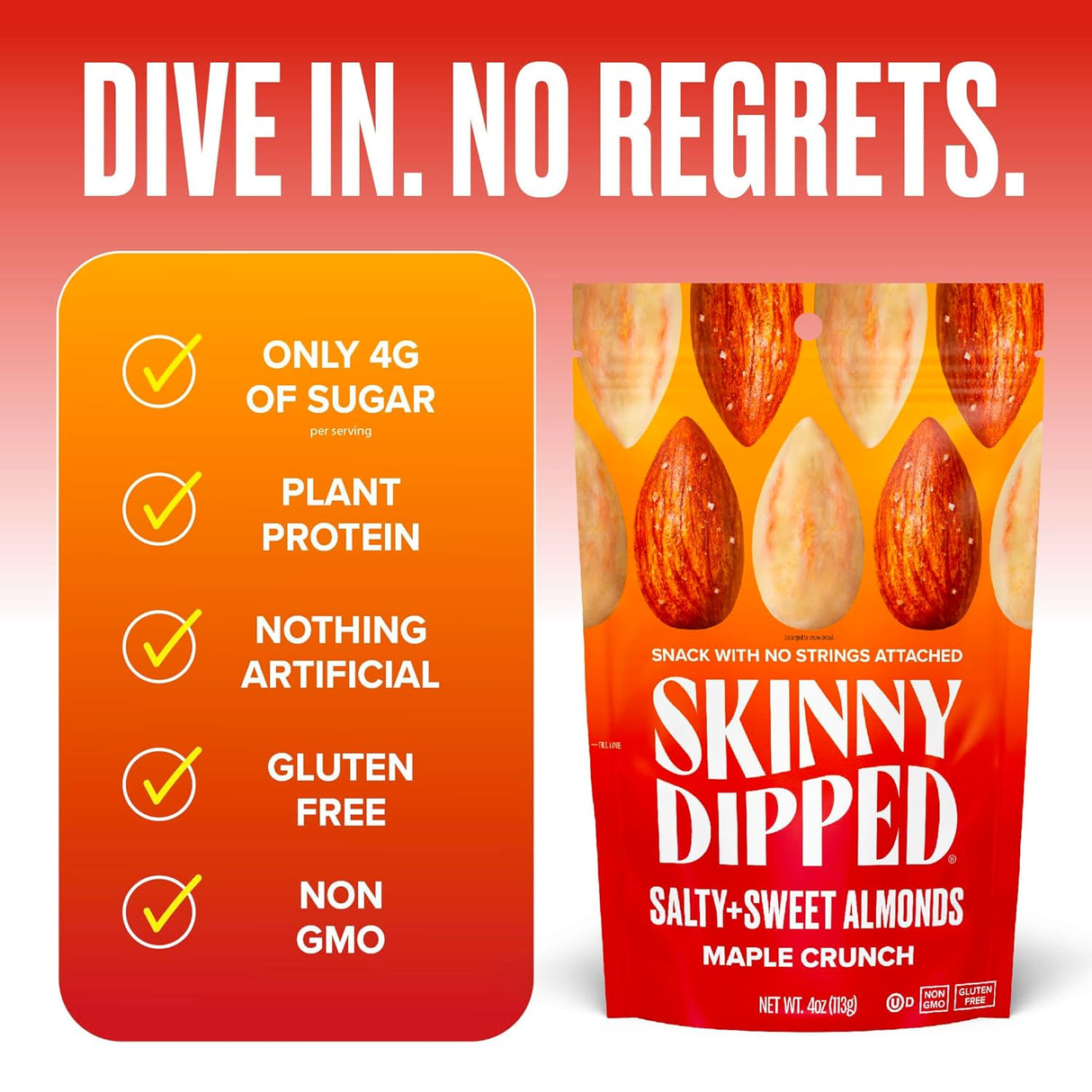 Skinnydipped Almonds, Maple Crunch Flavor – 4 oz (Case of 10)