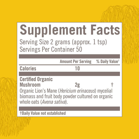 Om Mushroom Superfood Lion's Mane Organic Mushroom Powder 3.5 Oz - Cozy Farm 