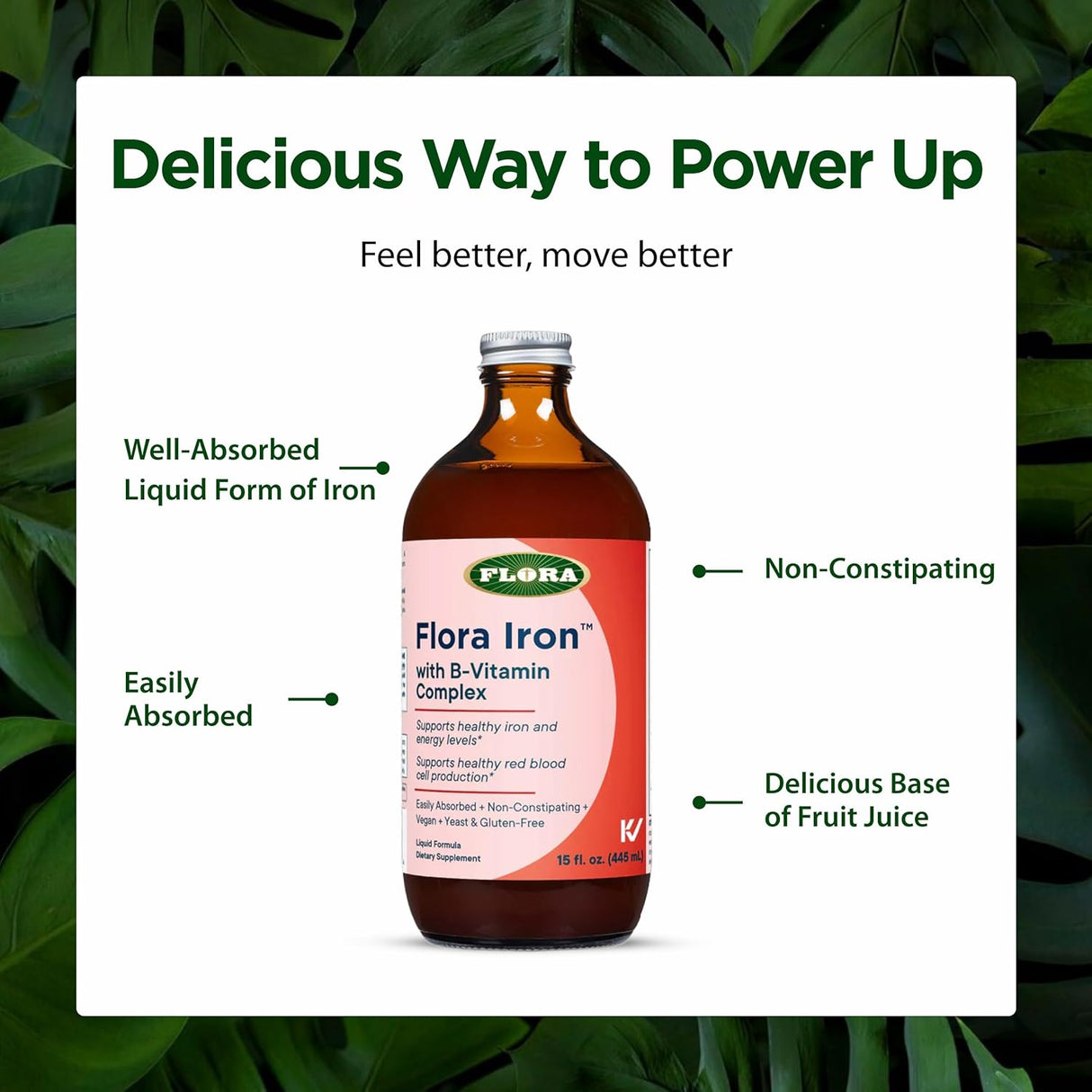 Flora Iron B Vitamin Complex Liquid, 15 Fl. Oz