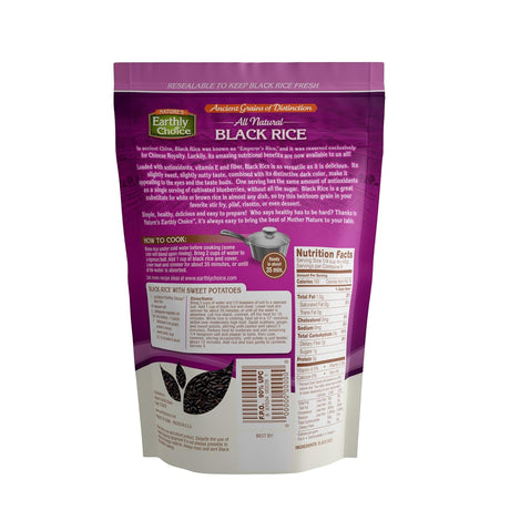 Earthly Choice black rice package with purple and white design