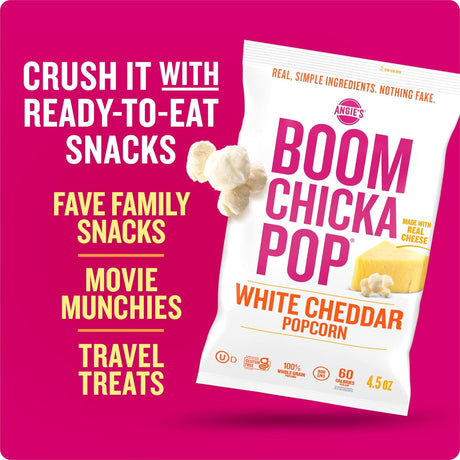 Angie's Boom Chicka Pop White Cheddar Popcorn, Case of 12, 4.5 oz. Each