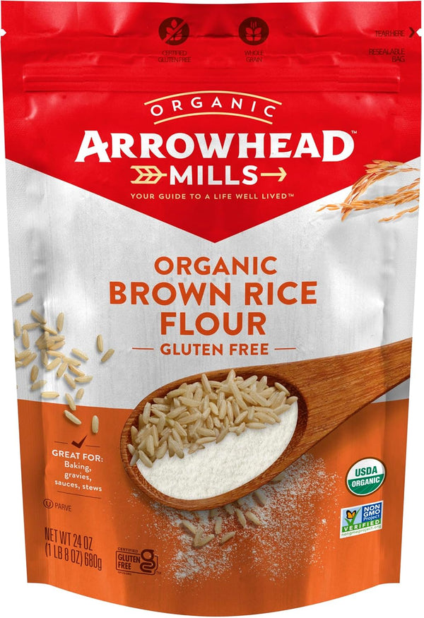 Arrowhead Mills Gluten-Free Organic Brown Rice Flour (Pack of 6 - 24 Oz.)