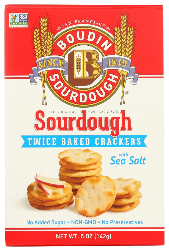 Boudin Sourdough Twice Baked Crackers - Pack of 12 - 5 Oz - Crispy, Tangy Snack