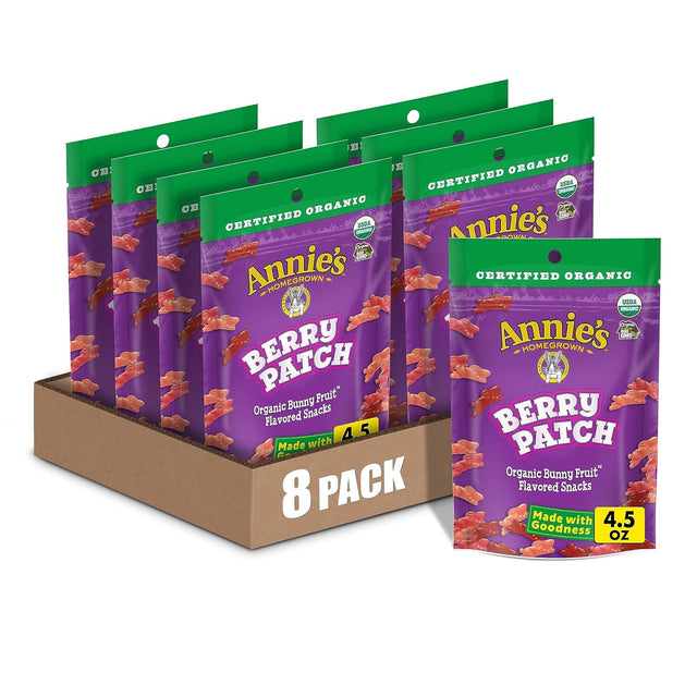 Annie's Homegrown - Organic Berry Patch Fruit Snacks, 7 oz (Pack of 8) - Gluten-Free Treat