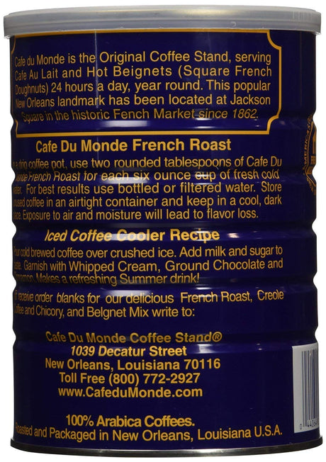 Cafe Du Monde French Roast Coffee: Bold New Orleans Flavor, 100% Arabica, 13 Oz. Cans (Pack of 12) - Cozy Farm 