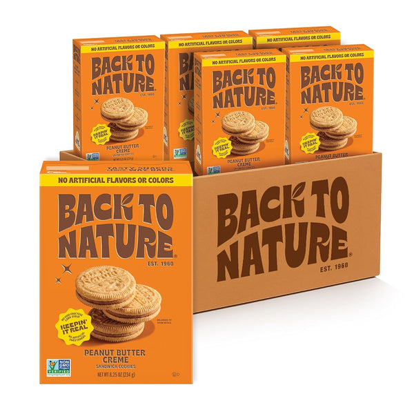 Back To Nature Peanut Butter Sandwich Cookies, Case of 6, 8.25 oz. Each
