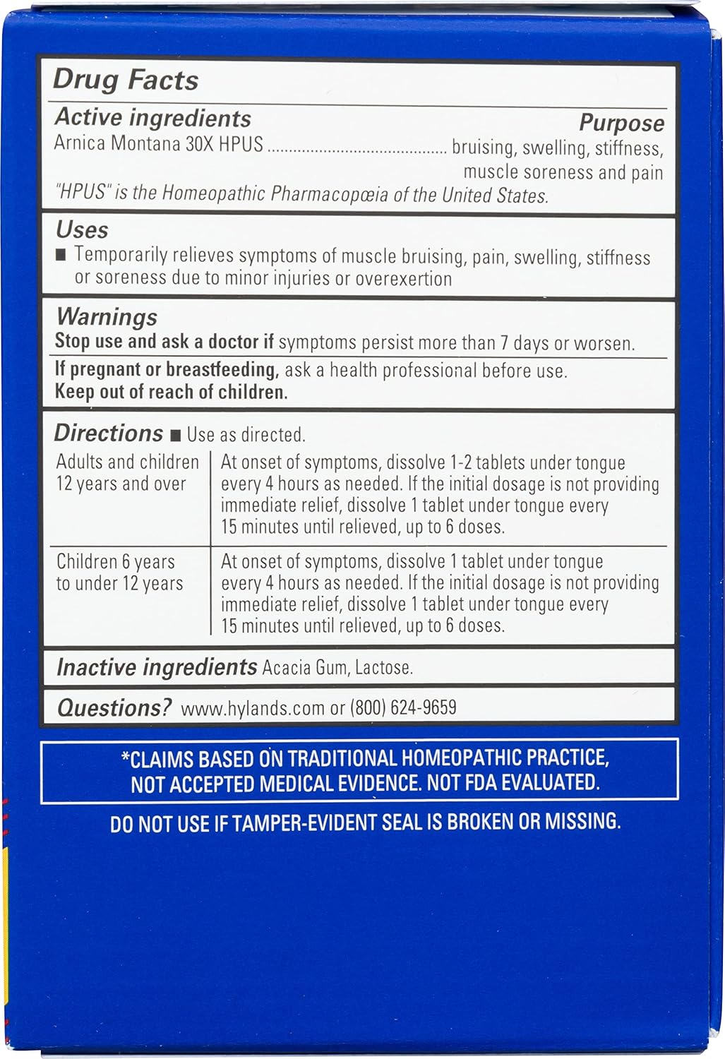 Hyland's Arnica 30X, 50 Tablets, Pack of 3