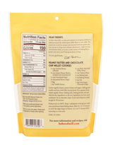 Back of a yellow package with nutritional information and recipe details on a white background