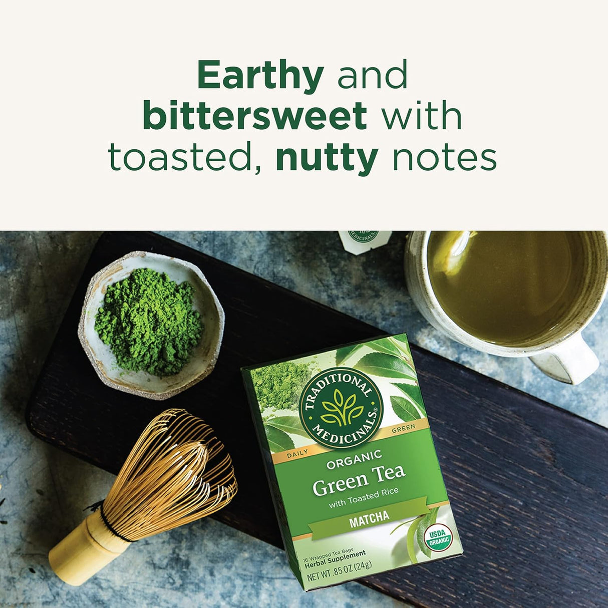 Traditional Medicinals Matcha Infused Green Tea with Jasmine Rice, Case of 6, 16 Bags Each, Organic & Sustainably Sourced