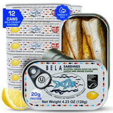 Bela-Olhao Sardines in Extra Virgin Olive Oil & Lemon Sauce, Portuguese, Case of 12 (4.23 oz)