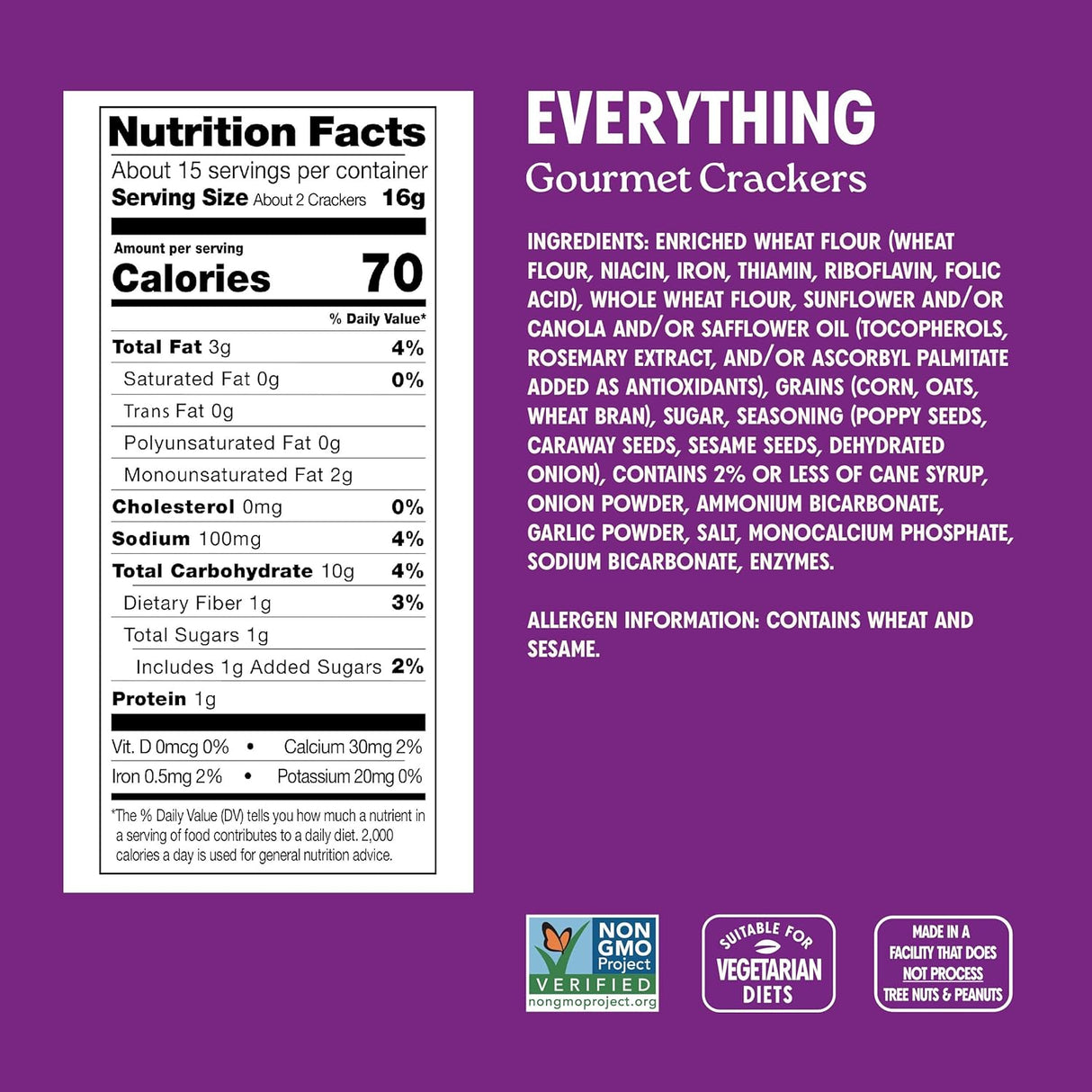 Milton's Everything Crackers | Whole Grain Baked Crackers | Case of 8 (8.4 oz Each)