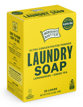 Ingredients Matters - Lemongrass Laundry Powder, 30 oz (Case of 8) - Natural Laundry Detergent