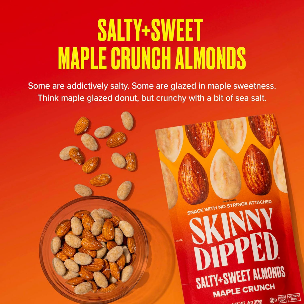 Skinnydipped Almonds, Maple Crunch Flavor – 4 oz (Case of 10)