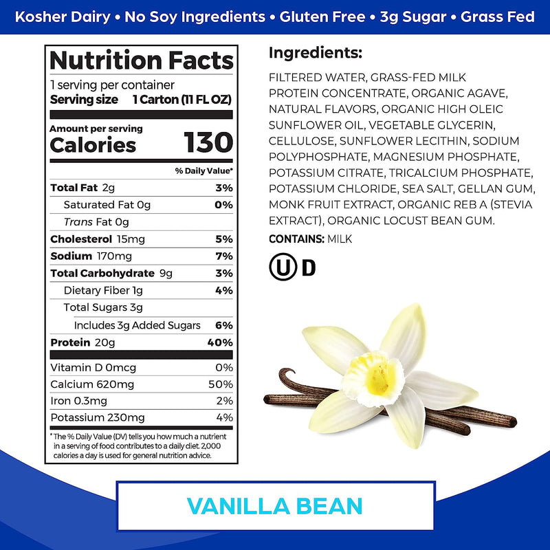Orgain - Organic Protein Shakes - Vanilla Bean Flavor - 11 Fl Oz  (Pack of 12) - Cozy Farm 