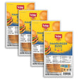 Four packages of Schar Hamburger Buns on a white background