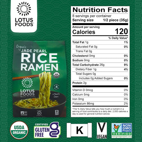 Lotus Foods Organic Jade Pearl Rice Ramen, 4 10 Oz Cakes (Pack of 6)