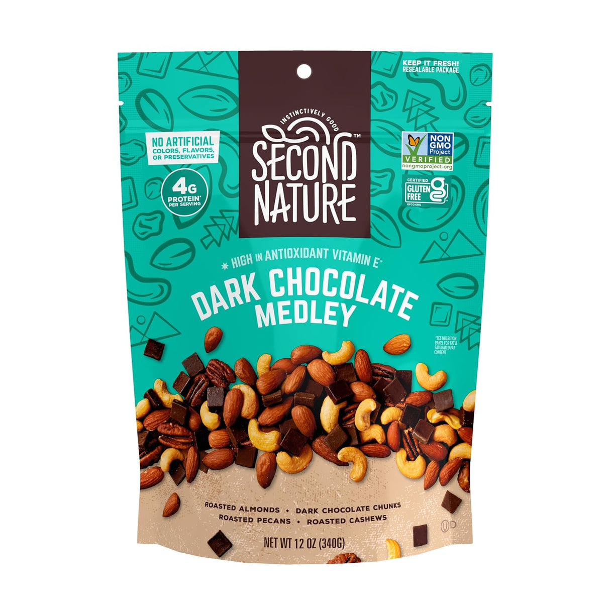 Second Nature Dark Chocolate Nut Medley (Pack of 4 - 1.25 Oz)