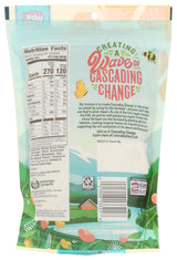 Back of a snack package with environmental message and graphics