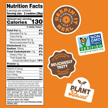 Back To Nature Peanut Butter Sandwich Cookies, Case of 6, 8.25 oz. Each