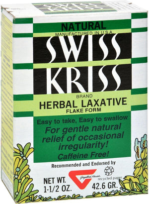 Box of Swiss Kriss Herbal Laxative with green and white design