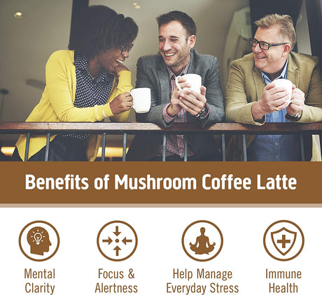 Om Mushroom Superfood Coffee Latte Blend Mushroom Powder, Single Serve, 10 Count, Lion's Mane, Cordyceps, Reishi, Chaga - Cozy Farm 