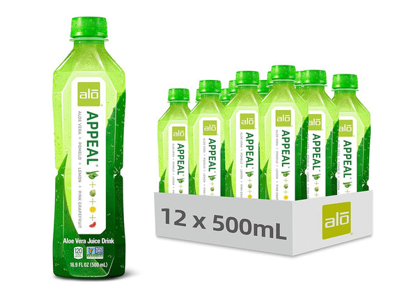 Alo Appeal Aloe Vera Juice Drink, Pomelo Lemon & Pink Grapefruit, 16.9 fl oz., Pack of 12