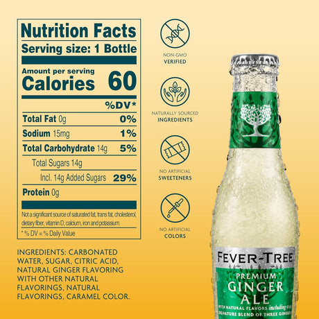 Fever-Tree Premium Ginger Ale, 6 x 6.8 Fl Oz Glass , Refreshing Mixer