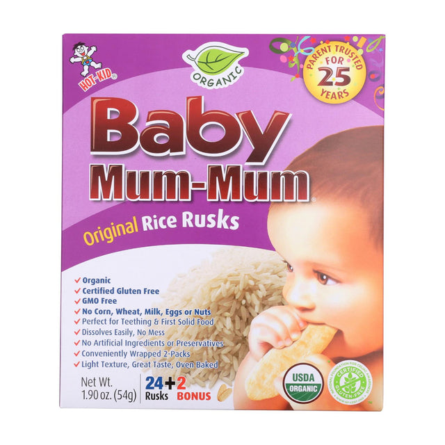 Hot Kid Organic Baby Mum (Pack of 6) 1.76 Oz Original Rice Rusks - Cozy Farm 