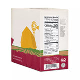 Product packaging with nutrition facts label and farm scene illustration on a white background