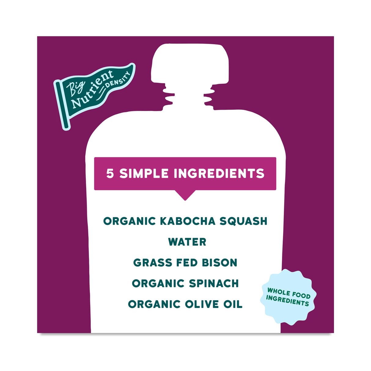 Serenity Kids Bison & Kabocha Squash Puree Pouch, 3.5 oz, Pack of 6