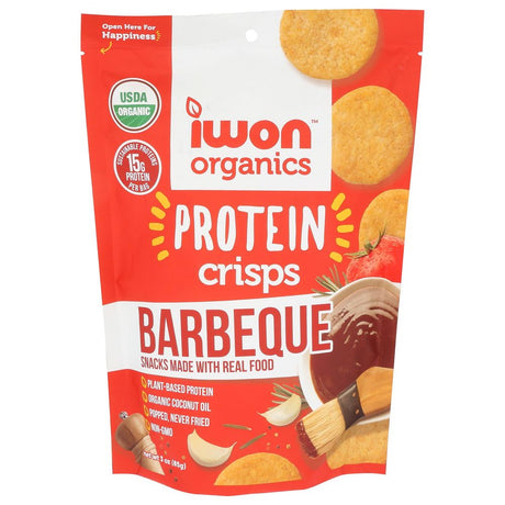I Won! Nutrition Co - Organic BBQ Protein Crisps, 3 oz (Pack of 8) - Gluten-Free Snack