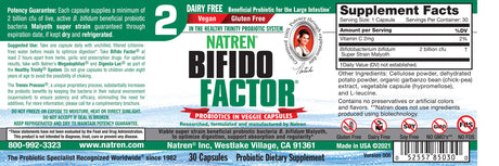 Natren Dairy-Free Bifidus Factor Probiotic, Bifidobacterium Blend, Digestive Support, 90 Capsules